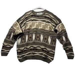 Vintage Lavane NY 3D Knit Sweater Men XL Tundra Cosby Crewneck Grandpa